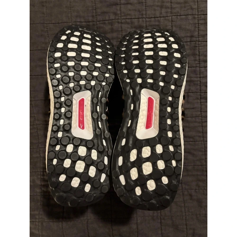 Adidas UltraBoost Animal Print Running Shoes Pink Accents Knit Athletic Sneakers